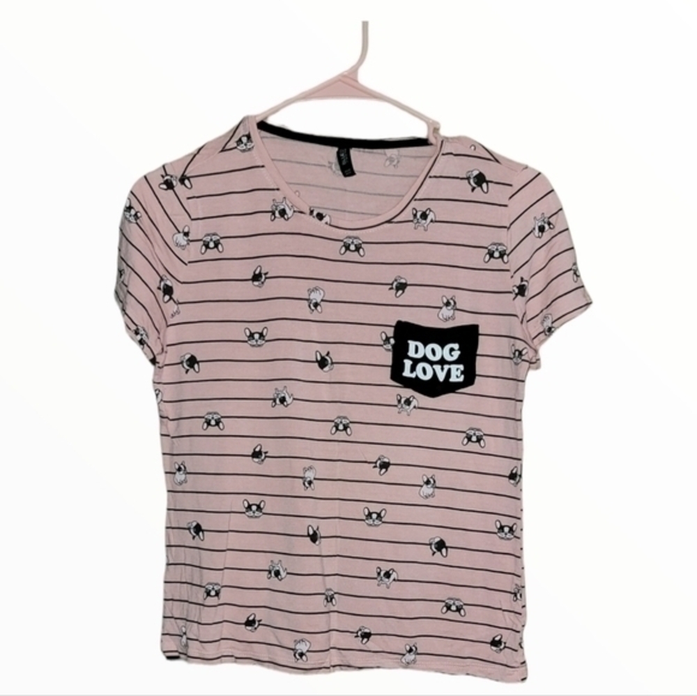 Bluesteel pink tee with dog print
